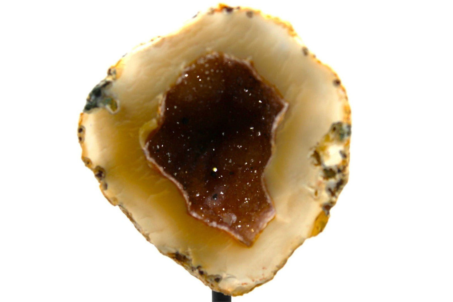 Geode Agate Crystal on Metal Stand from Brazil Approx. 10 cm x 5 cm - Legacy Crystals and Minerals