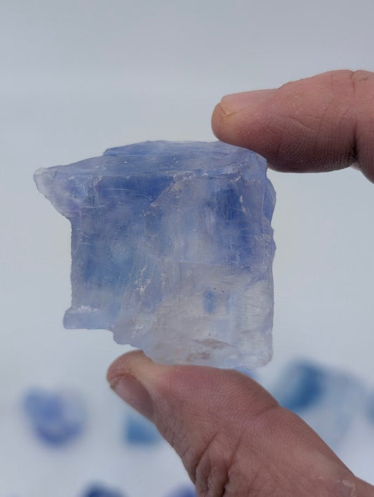 Blue halite specimen with deep blue core from Saskatchewan
