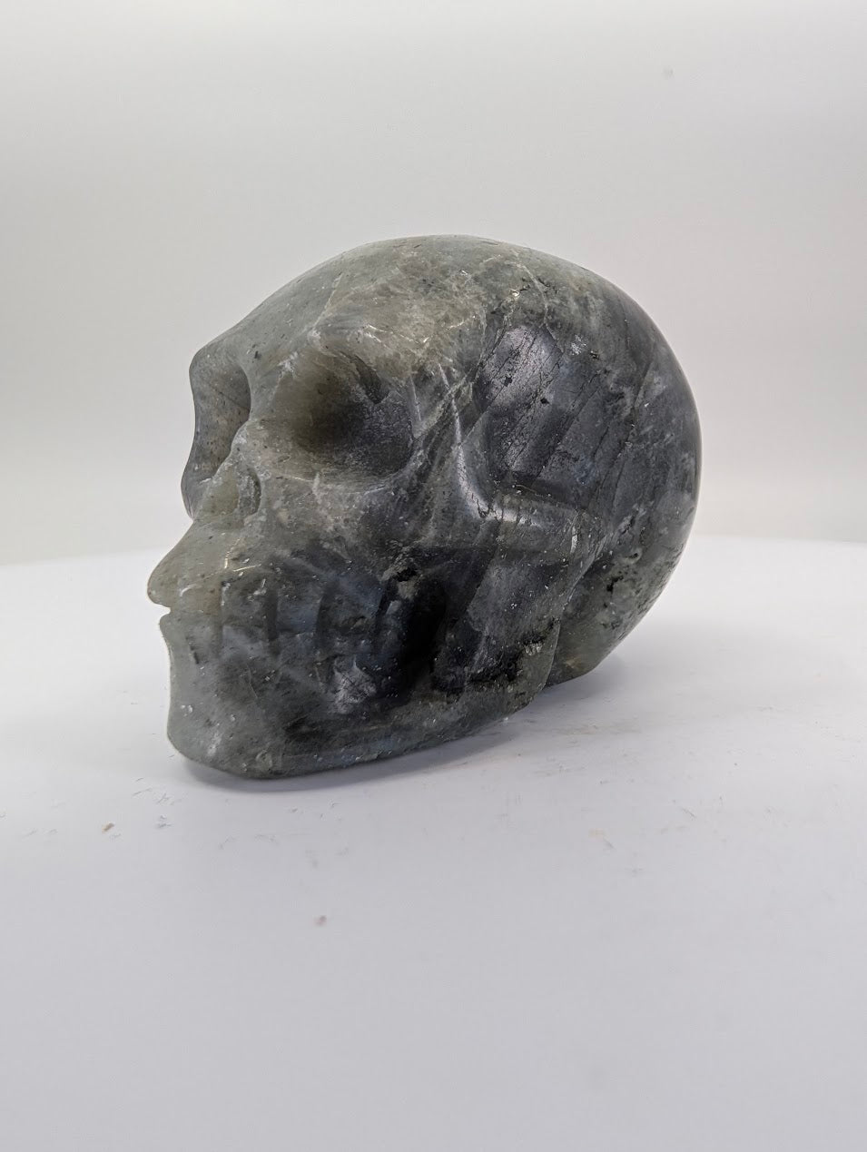 Labradorite crystal skull carving – 41mm hand-carved natural stone – Legacy Crystals and Minerals