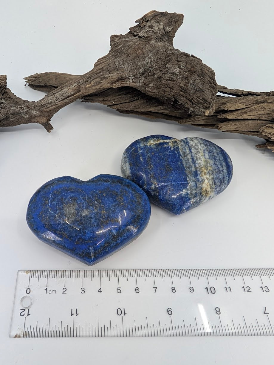 Size measurement of Lapis Lazuli hearts approx 6-7cm wide.