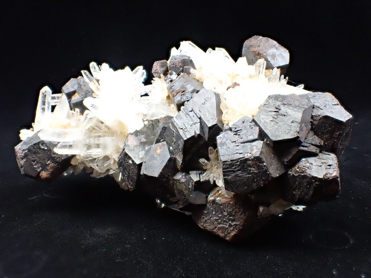 Large Black Pyrite & Quartz Cluster – Fengjiashan Mine (522g) - Legacy Crystals and Minerals
