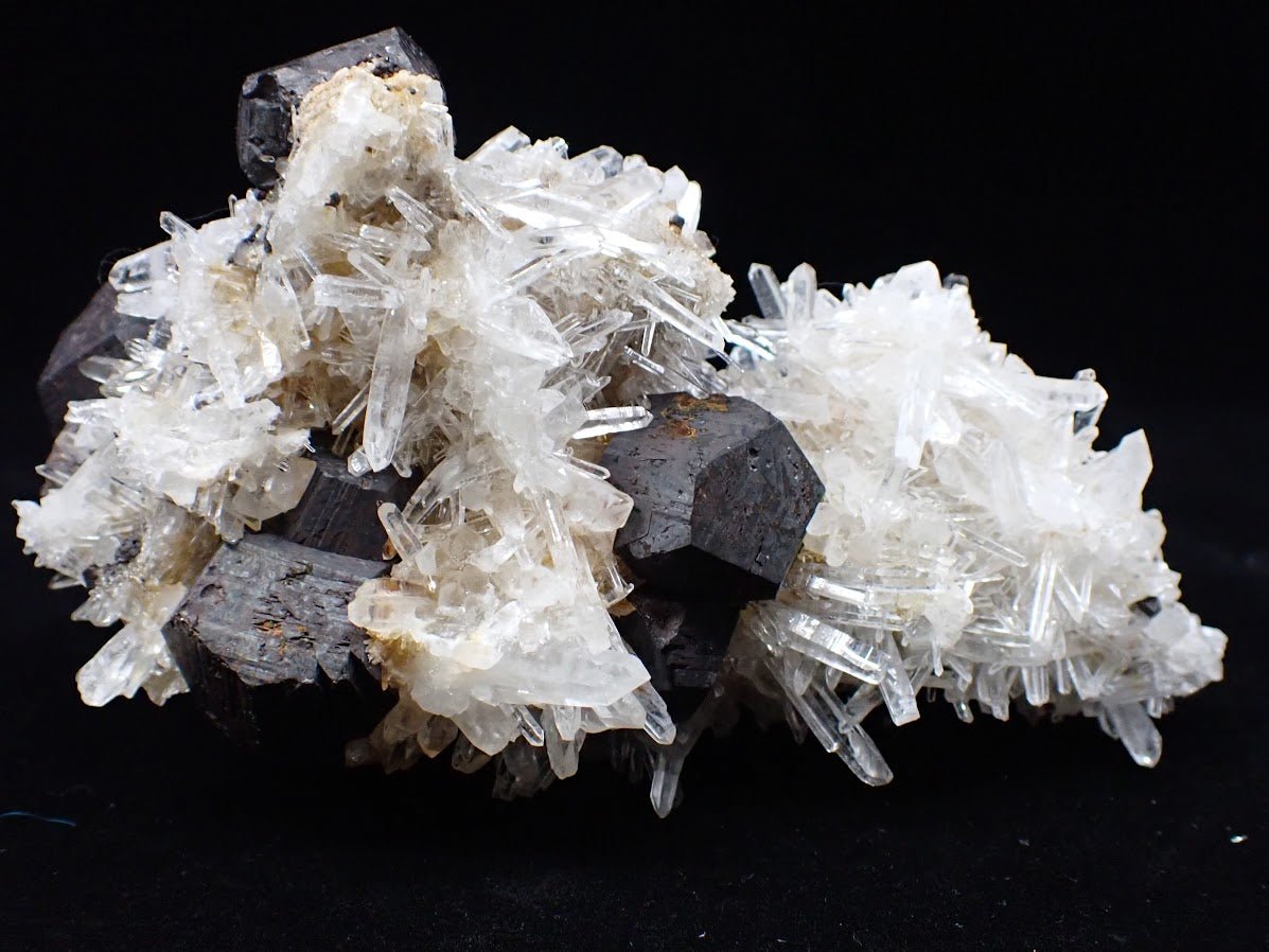 Large Black Pyrite & Quartz Cluster – Fengjiashan Mine (522g) - Legacy Crystals and Minerals