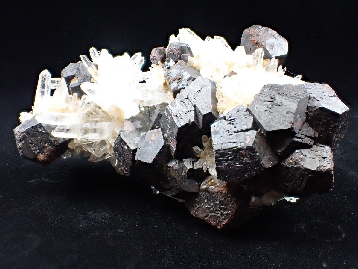 Large Black Pyrite & Quartz Cluster – Fengjiashan Mine (522g) - Legacy Crystals and Minerals