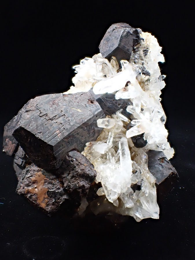 Large Black Pyrite & Quartz Cluster – Fengjiashan Mine (522g) - Legacy Crystals and Minerals