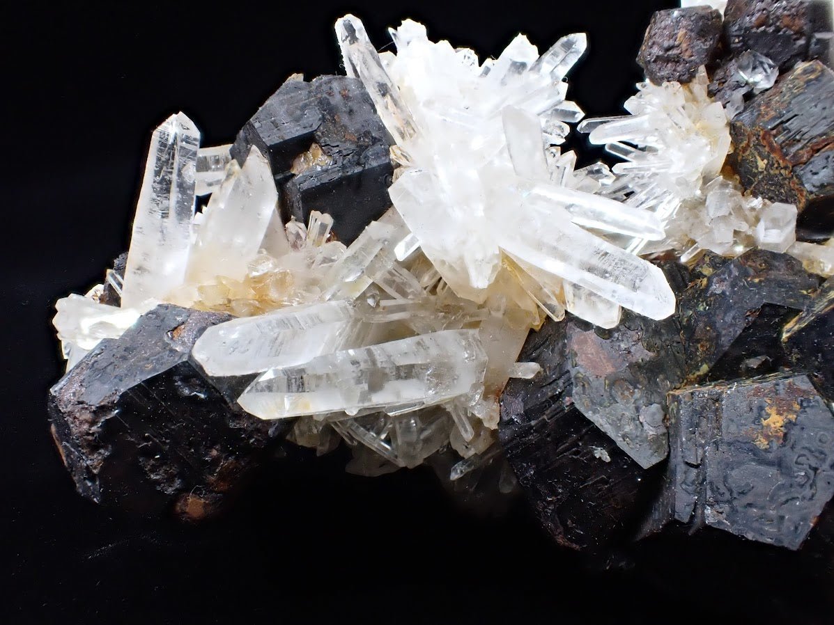 Large Black Pyrite & Quartz Cluster – Fengjiashan Mine (522g) - Legacy Crystals and Minerals