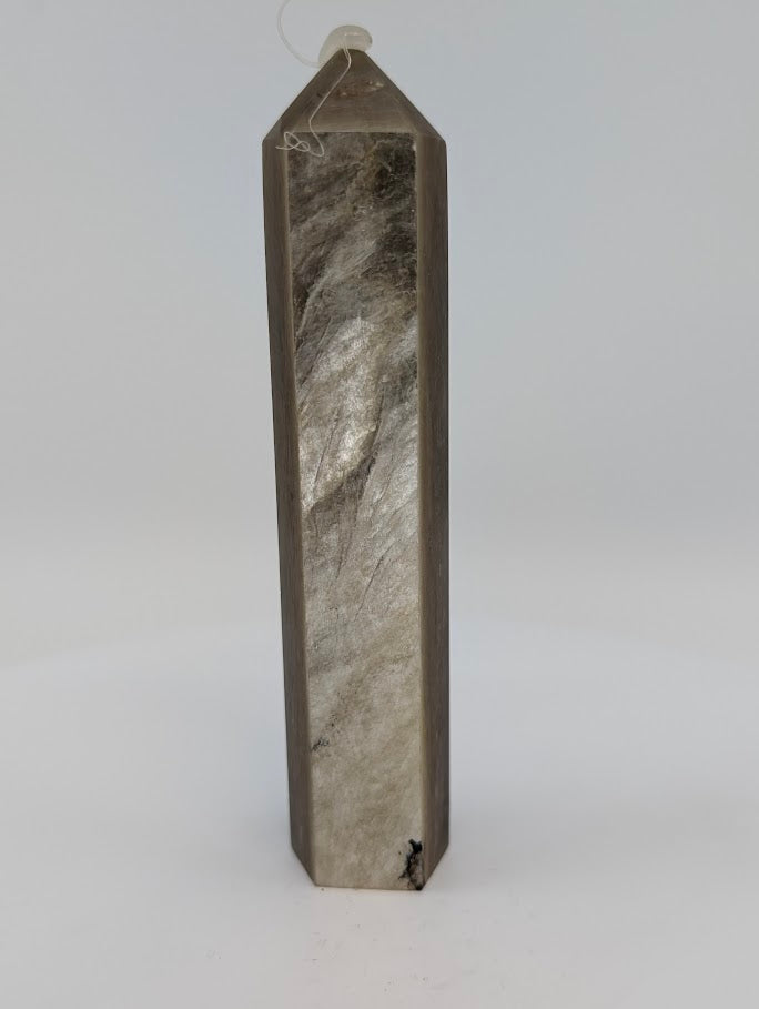 Front view of Golden Mica tower from Hubei China – 170 g polished crystal
