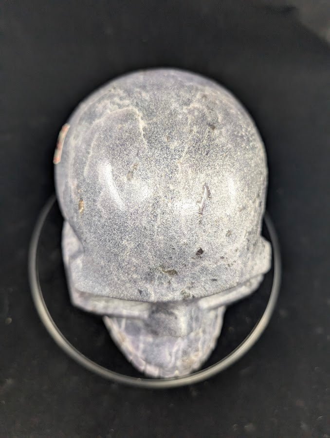 Close-up of Lepidolite Skull lavender coloration and texture