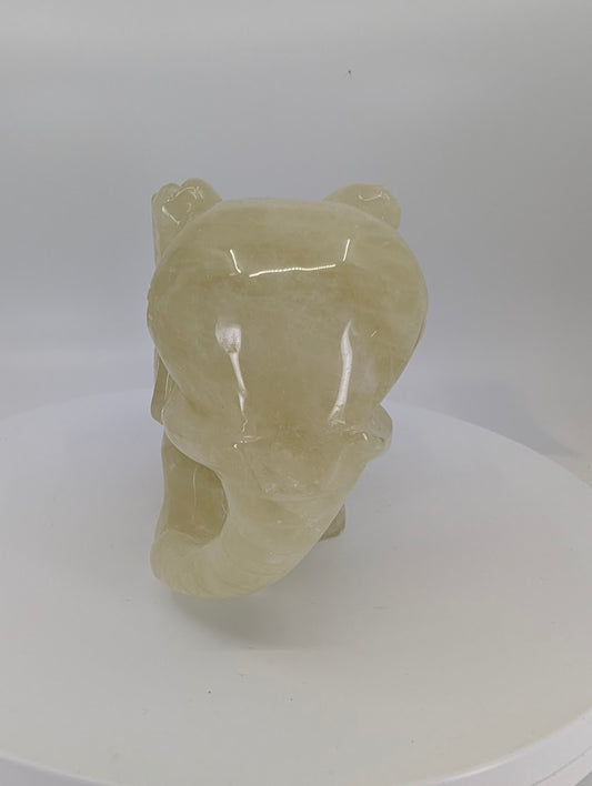 Lemon Citrine Brazilian quartz elephant, angled view
