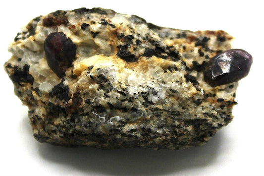 Natural Raw Ruby Crystals in Calcite with Black Mica from Burma - Legacy Crystals and Minerals