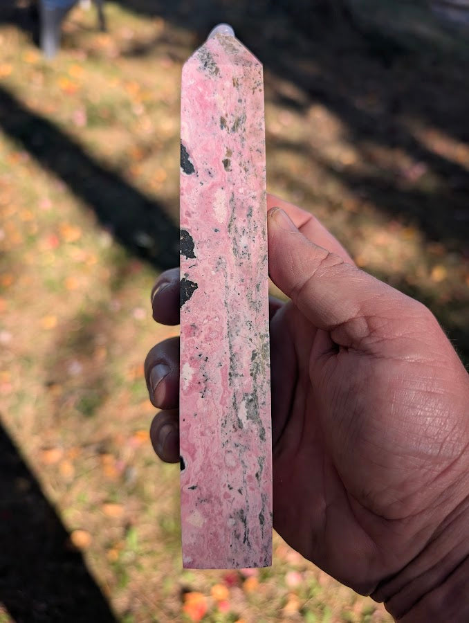Right side of rhodonite tower #2 with strong contrasting veining