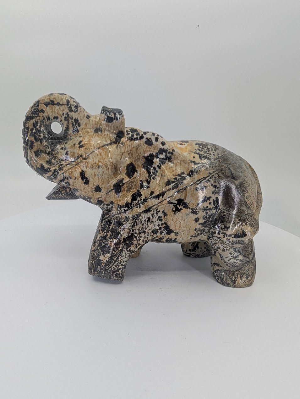 Picture Jasper elephant carving, right side view