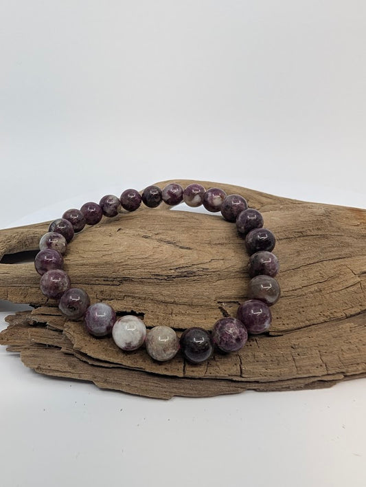 8MM Pink Tourmaline (rubellite) bracelet with glossy round beads