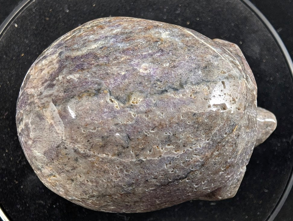 Top view of Purple Sphalerite skull highlighting purple streaks and texture
