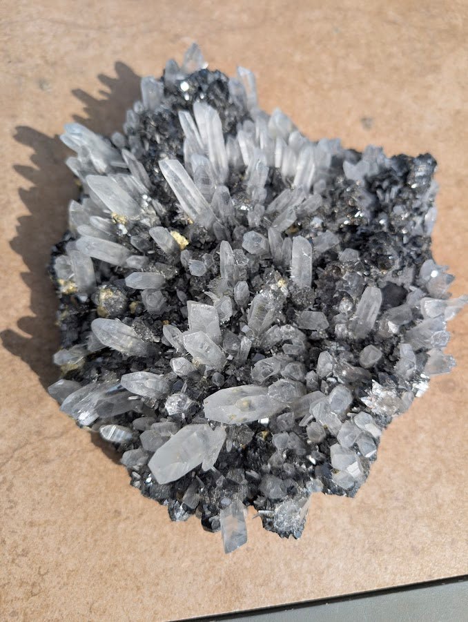 Quartz and Pyrite on Sphalerite – Krushkov Dolming, Madan, Bulgaria - Legacy Crystals and Minerals