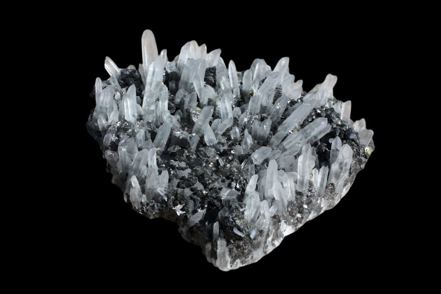 Quartz and Pyrite on Sphalerite – Krushkov Dolming, Madan, Bulgaria - Legacy Crystals and Minerals