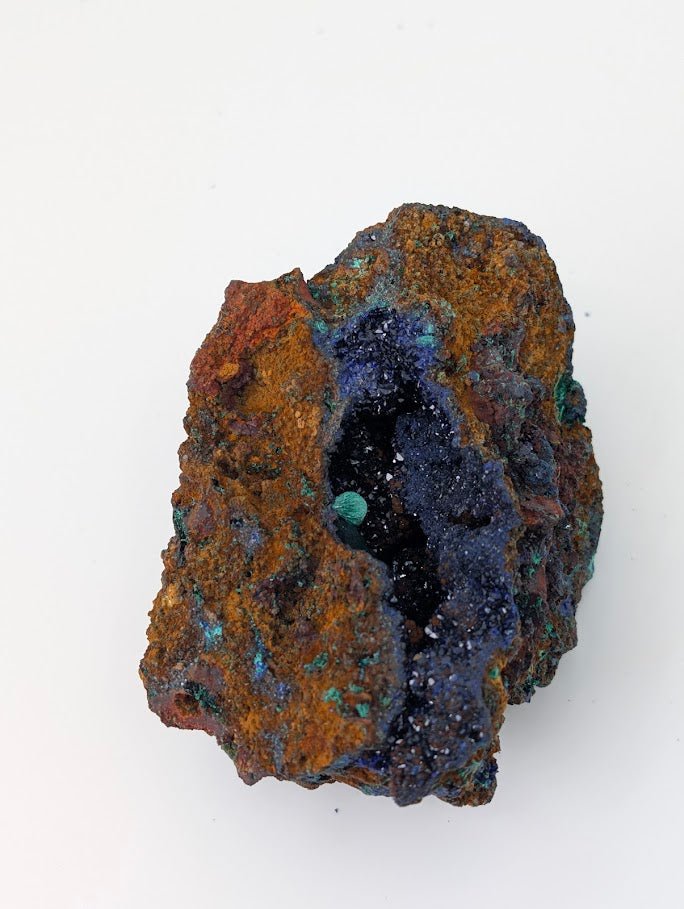 Rare Azurite Geode with Malachite Spheres - 4 x 3 x 2.5 Inches, Anhui Province - Legacy Crystals and Minerals