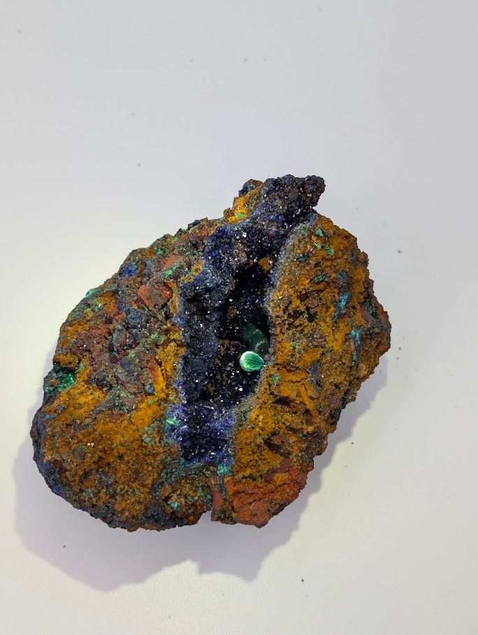 Rare Azurite Geode with Malachite Spheres - 4 x 3 x 2.5 Inches, Anhui Province - Legacy Crystals and Minerals