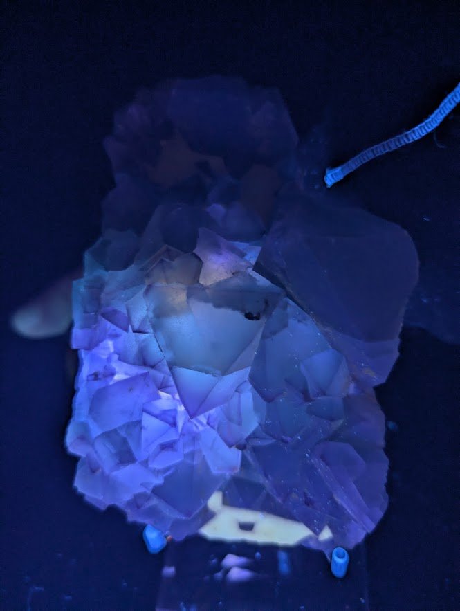 Rare De’an Fluorite Cluster – UV Reactive Green & Purple Crystal from Jiangxi, China - Legacy Crystals and Minerals