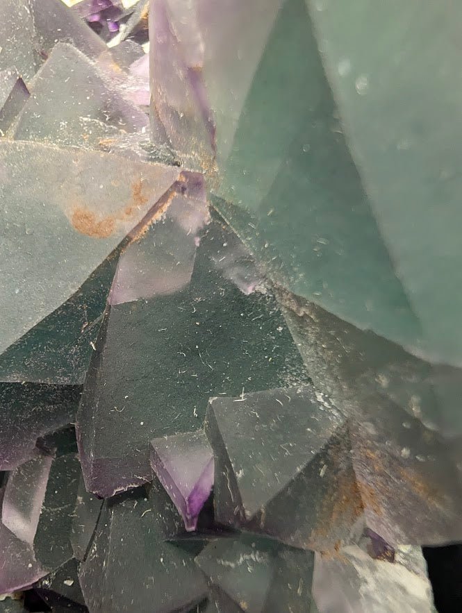 Rare De’an Fluorite Cluster – UV Reactive Green & Purple Crystal from Jiangxi, China - Legacy Crystals and Minerals