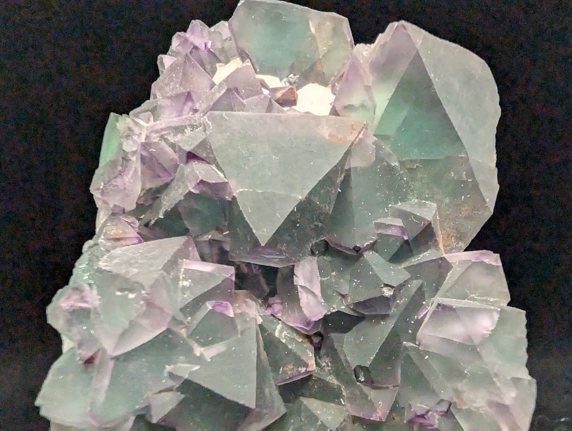 Rare De’an Fluorite Cluster – UV Reactive Green & Purple Crystal from Jiangxi, China - Legacy Crystals and Minerals