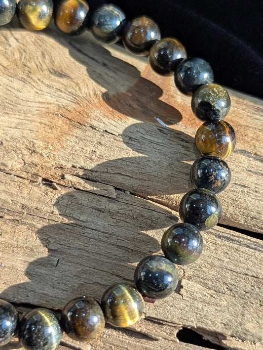 Blue Tiger's Eye Bracelet – 4mm, 6mm & 8mm Round Bead - Legacy Crystals and Minerals
