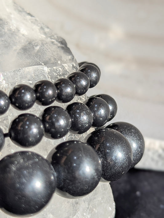 Shungite Bracelet – 7mm, 8mm & 14mm Polished Round Beads