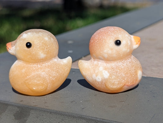 Rubber Duck Orange Calcite Carving