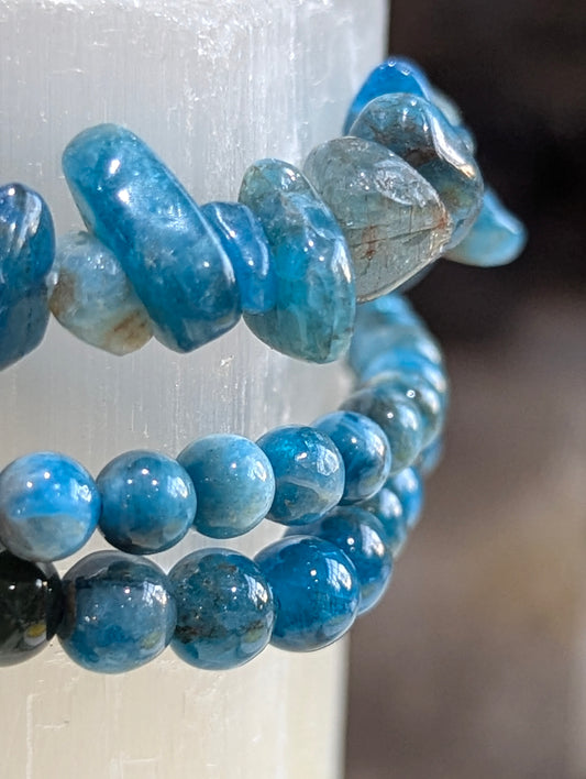 Blue Apatite Bracelets - from 3mm to 10mm beads