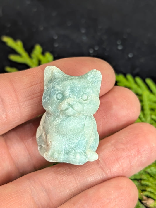 Tiny Sitting Cat Mineral Totem ~ 1"