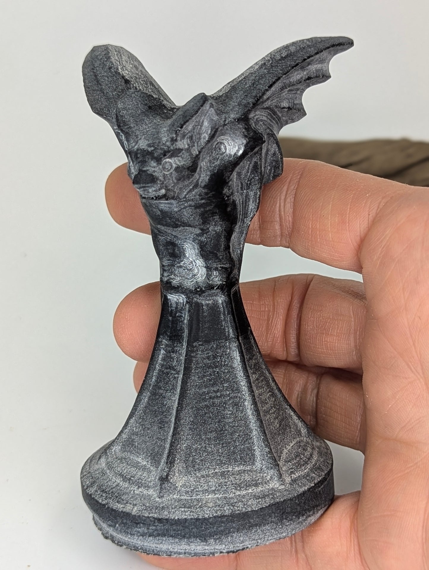 Matte Black Obsidian Gargoyle Carving – Guardian of Shadow and Light