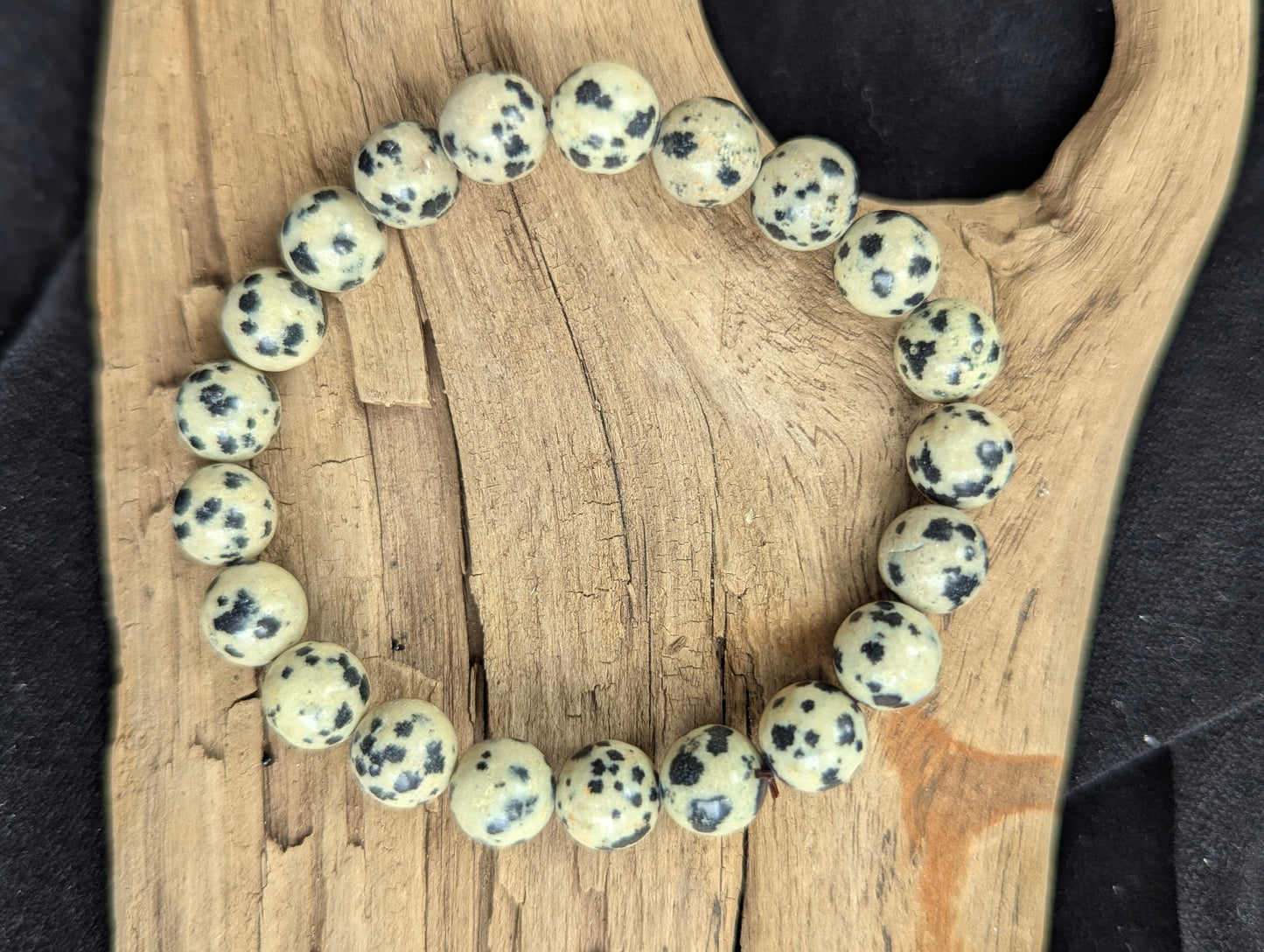 Bracelet en Jaspe Dalmatien — Perles rondes de 6mm, 8mm et 10mm
