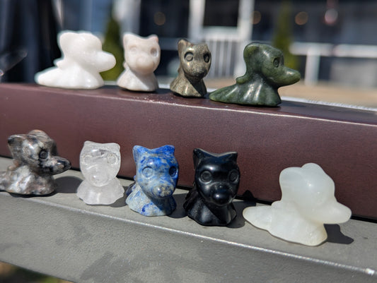 Tiny Zero Ghost Dog Mineral Totem ~ 1"