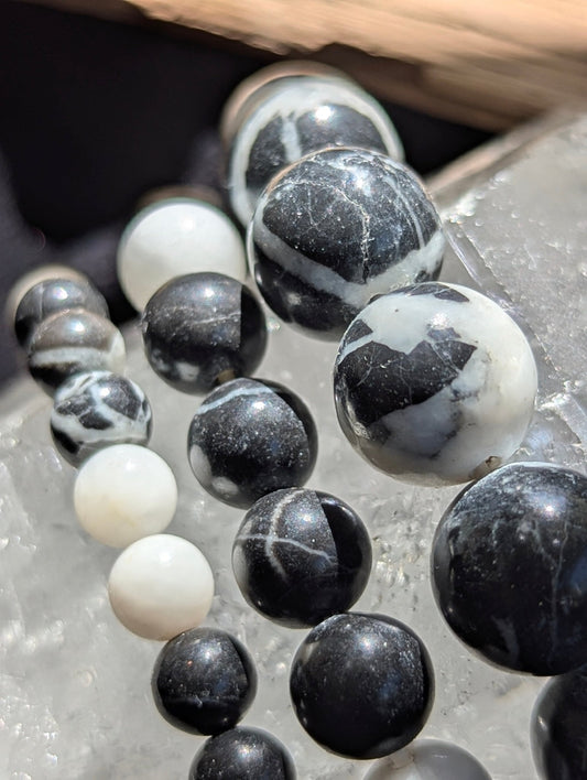 Zebra Jasper Bracelet — 6mm, 8mm & 12mm Round Beads - Legacy Crystals and Minerals