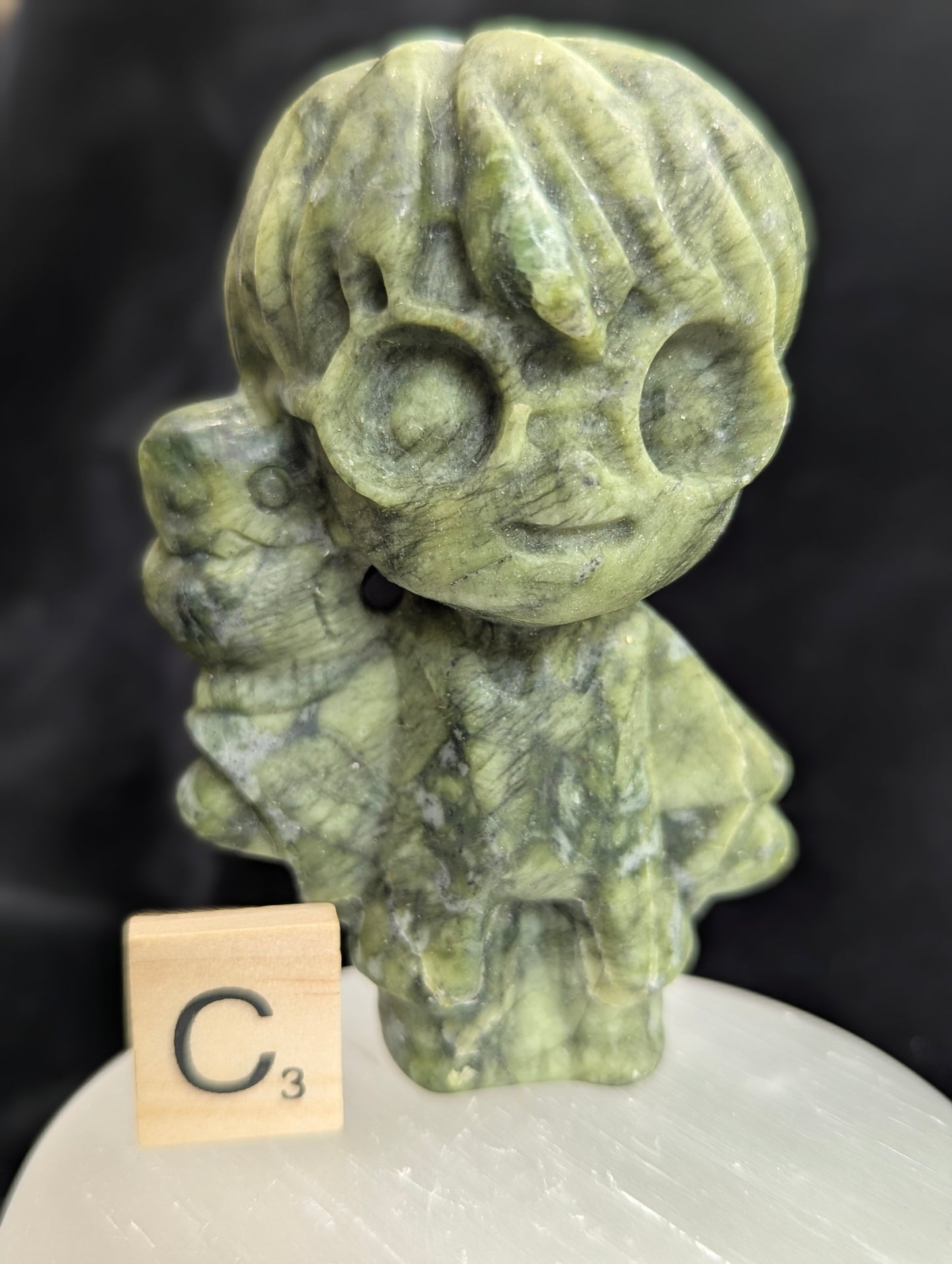 Jade verte sculptée Harry Potter et Hedwige