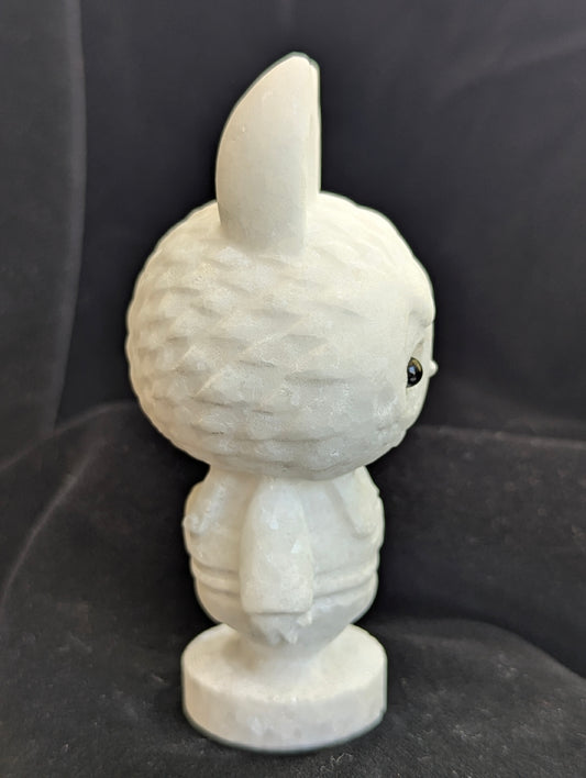 Labubu Carvings 3in. – White Jade, Black Obsidian or Golden Moonstone with Smoky Quartz