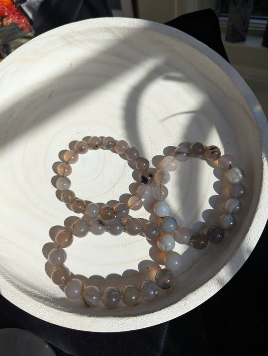 Light Variation Volcano Agate Bracelet — 12 mm to 14 mm Bead Natural Banded Agate