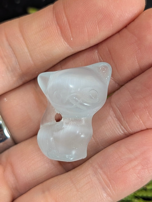 Tiny Tail Up Cat Mineral Totem ~ 1"