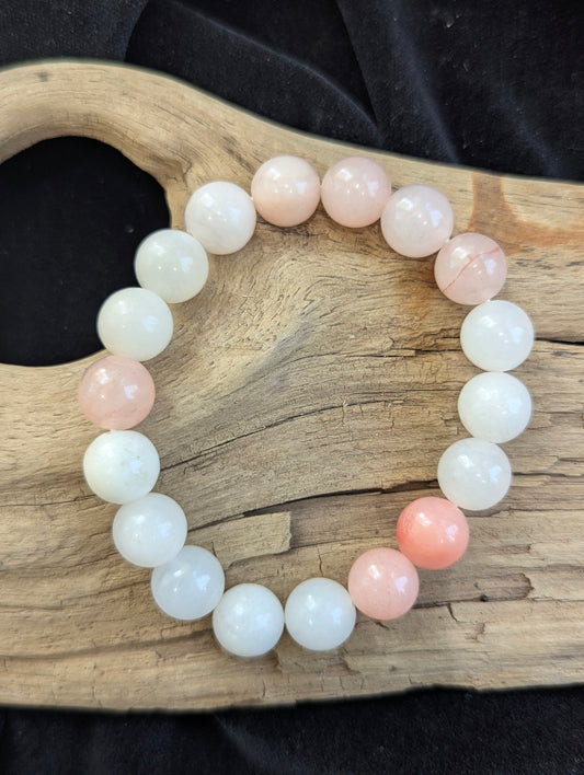 Bracelet en aventurine rose — Perles rondes de 8 mm