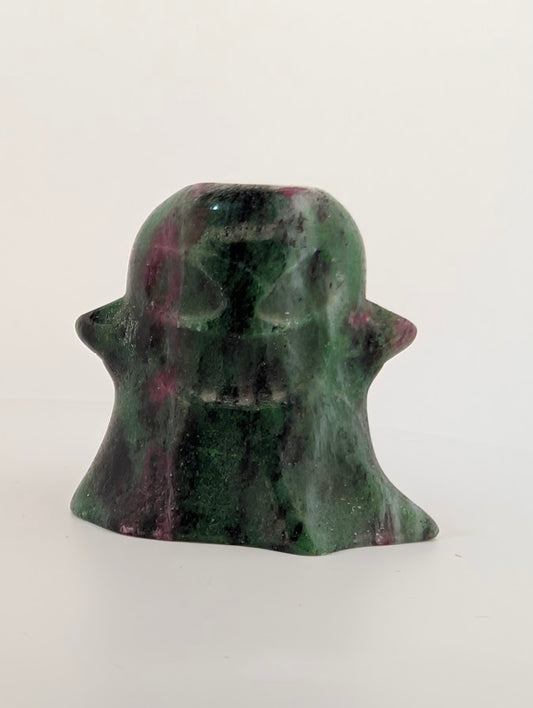 Ruby in zoisite ghost carving – front view