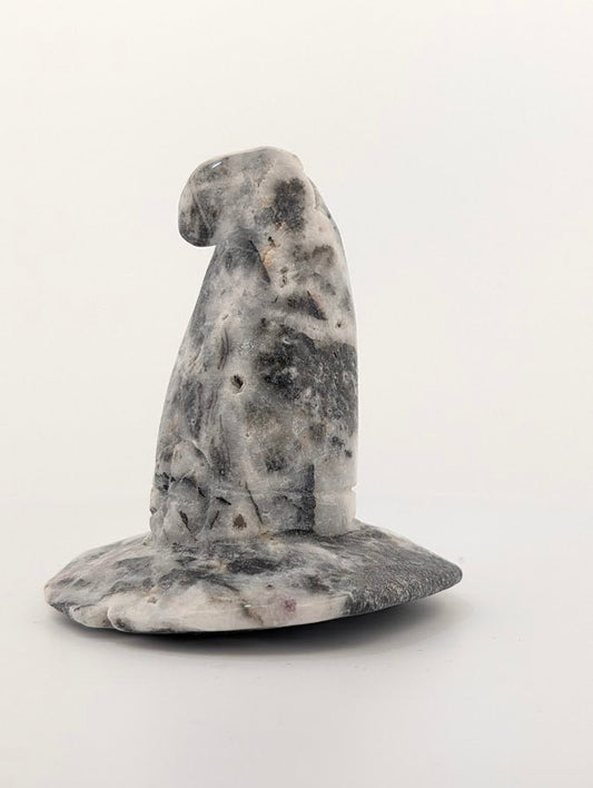 Sphalerite witch hat carving – side profile