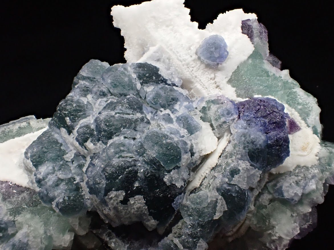 Zhejiang Green - Purple Fluorite with Calcite – Multi - Generation Octahedral Growth - Legacy Crystals and Minerals