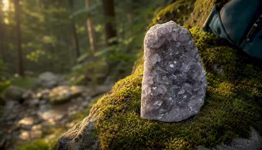 Close-up of sparkling druse crystal surface on rock