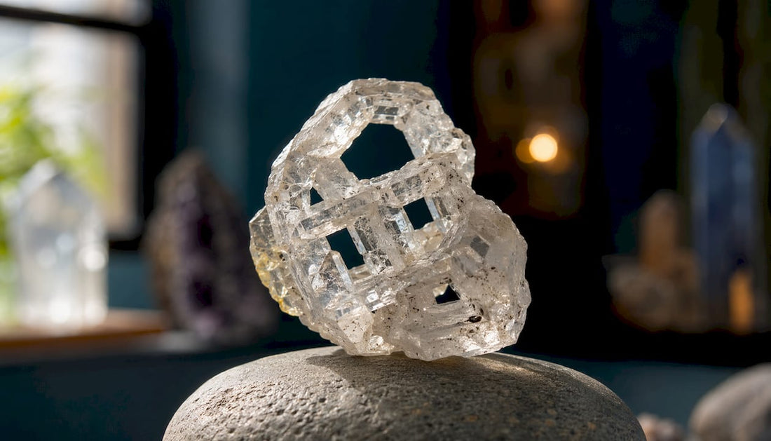 Close-up of skeletal quartz crystal edges