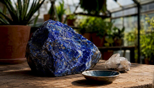 Close-up of natural lapis lazuli crystal cluster
