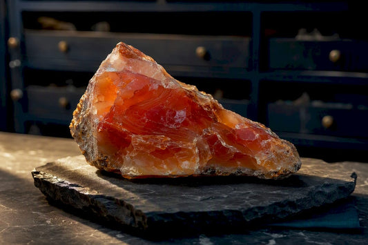 Rough carnelian chalcedony geological specimen