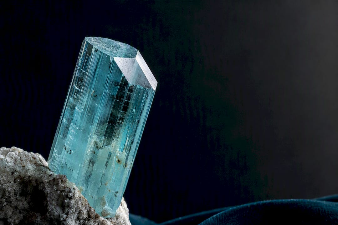 Aquamarine crystal termination with blue clarity