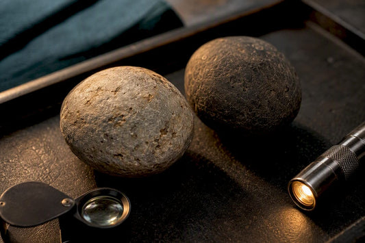Uncut rocks prepared for geode identification tests