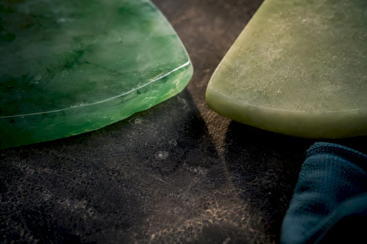 Jadeite and nephrite mineral surfaces compared