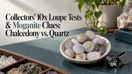 Chalcedony stone examined with a jeweller's loupe