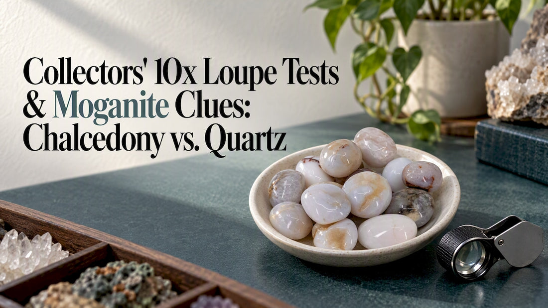 Chalcedony stone examined with a jeweller's loupe
